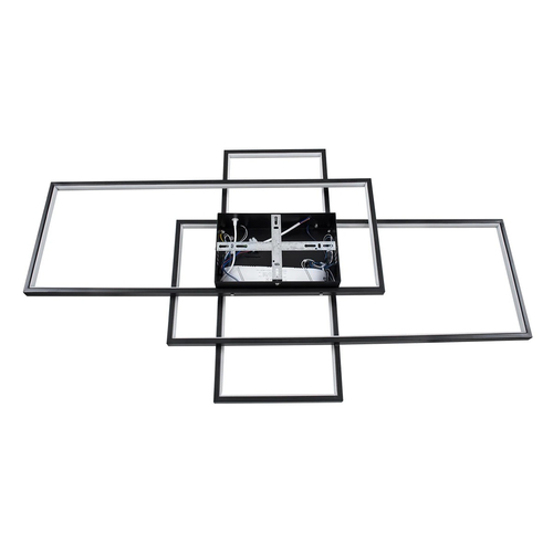 kelvo® QUADRA KLV-101-0296 Φωτιστικό Οροφής LED 120W 12000lm 120° AC 220-240V IP20 Ρυθμιζόμενο Λευκό CCT με Χειριστήριο από 2700K έως 6000K Dimmable - Lumileds SMD Chip - Μαύρο Ματ - Μ105 x Π60 x Υ9cm - 3 Χρόνια Εγγύηση