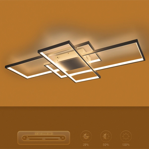 kelvo® QUADRA KLV-101-0297 Φωτιστικό Οροφής LED 120W 12000lm 120° AC 220-240V IP20 Ρυθμιζόμενο Λευκό CCT με Χειριστήριο από 2700K έως 6000K Dimmable - Lumileds SMD Chip - Λευκό Ματ - Μ105 x Π60 x Υ9cm - 3 Χρόνια Εγγύηση