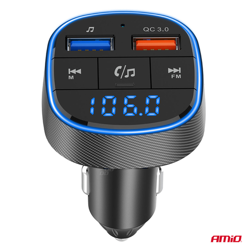 Amio - FM Transmitter Αναπτήρα τύπου FMT01 τάση λειτουργίας για Επιβατικά Αυτοκίνητα και Φορτηγά με 2xUSB Type-A για Επιβατικά Αυτοκίνητα και Φορτηγά - 1 τεμ. (04648/AM)