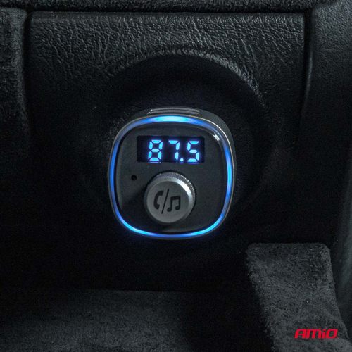 Amio - FM Transmitter Αυτοκινήτου 12/24V με 2xUSB Type-A και Υποδοχή microSD - 1 τεμ. (04654/AM)