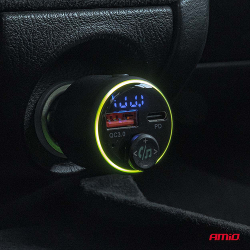 Amio - FM Transmitter Αυτοκινήτου 12/24V με 1xUSB Type-A και 1xUSB Type-C - 1 τεμ. (04655/AM)