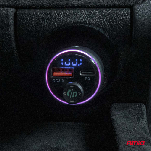 Amio - FM Transmitter Αυτοκινήτου 12/24V με 1xUSB Type-A και 1xUSB Type-C - 1 τεμ. (04655/AM)