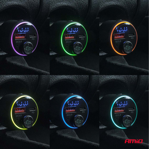 Amio - FM Transmitter Αυτοκινήτου 12/24V με 1xUSB Type-A και 1xUSB Type-C - 1 τεμ. (04655/AM)