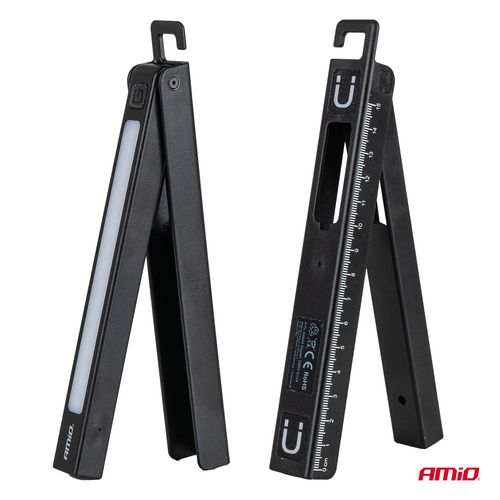 Amio - Φακός Εργασίας Χειρός Ανακλινόμενος τύπου XTE+SMD LED χωρητικότητα μπαταρίας 600mAh μήκος 15cm διάσταση 17x24x187mm - 1 τεμ. (04669/AM)