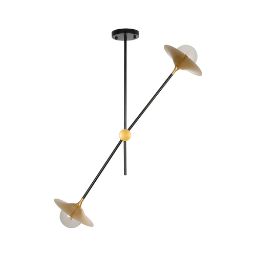 GLOBOSTAR® JOLIET 999-0043 Μοντέρνο Φωτιστικό Οροφής με Ντουί 2 x G9 AC 220-240V IP20 - Μαύρο & Χρυσό - Μ93 x Π20 x Υ106cm