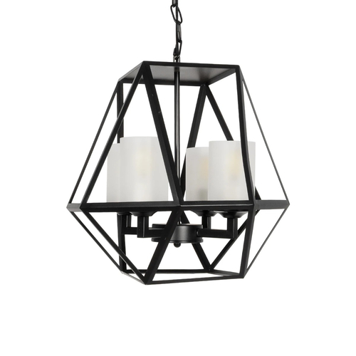 GLOBOSTAR® DASTAR 999-0091 Vintage Κρεμαστό Φωτιστικό Οροφής με Ντουί 4 x E27 AC 220-240V IP20 - Μαύρο & Λευκό - Μ42 x Π42 x Υ43cm