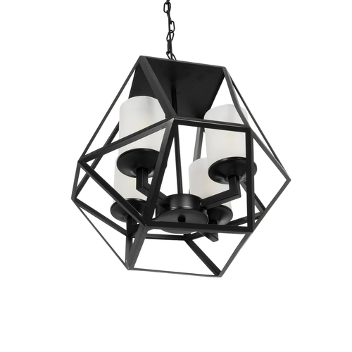 GLOBOSTAR® DASTAR 999-0091 Vintage Κρεμαστό Φωτιστικό Οροφής με Ντουί 4 x E27 AC 220-240V IP20 - Μαύρο & Λευκό - Μ42 x Π42 x Υ43cm