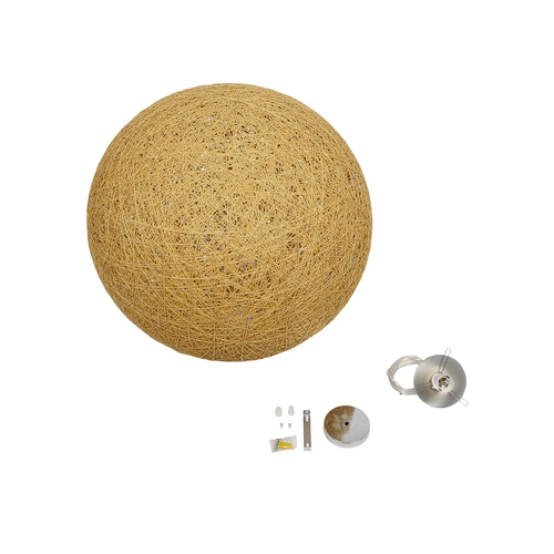 GLOBOSTAR® OCEANA 999-0155 Boho Κρεμαστό Φωτιστικό Οροφής με Ντουί 1 x E27 AC 220-240V IP20 - Μπεζ & Χρυσό - Μ60 x Π60 x Υ60cm