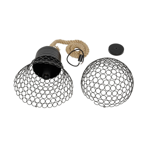 GLOBOSTAR® URBAN 999-0192 Vintage Κρεμαστό Φωτιστικό Οροφής με Ντουί 1 x E27 AC 220-240V IP20 - Μαύρο & Μπεζ - Μ28 x Π28 x Υ80cm