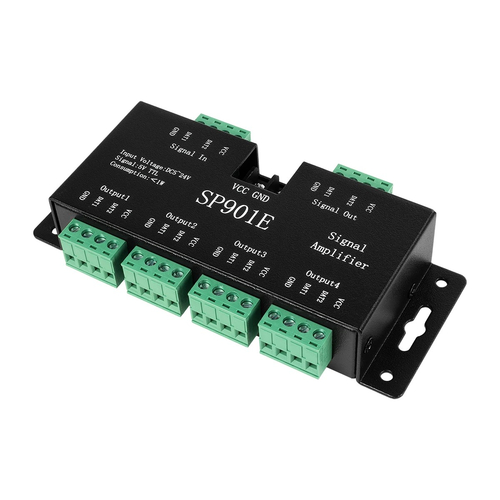 GloboStar® RGBCONTROLLER 73446 LED Digital RGB Ενισχυτής Σήματος SP901E LED Pixel WS2812B WS2811 SPI Signal Amplifier Repeater 10000 IC Professional Series 5-24V 288W - IP20 - Μ14 x Π5.6 x Υ2.8cm - 1 Χρόνος Εγγύηση