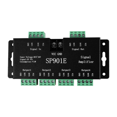 GloboStar® RGBCONTROLLER 73446 LED Digital RGB Ενισχυτής Σήματος SP901E LED Pixel WS2812B WS2811 SPI Signal Amplifier Repeater 10000 IC Professional Series 5-24V 288W - IP20 - Μ14 x Π5.6 x Υ2.8cm - 1 Χρόνος Εγγύηση