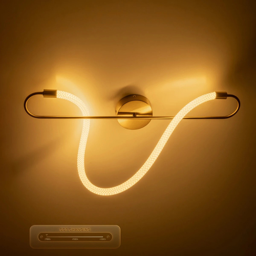 kelvo® GLOW KLV-101-0169-V2 Φωτιστικό Οροφής LED 18W 1800lm 360° AC 220-240V IP20 Ρυθμιζόμενο Λευκό CCT με On/Off 2700K/4500K/6000K - Lumileds SMD Chip - Χρυσό Πλατίνα - Μ30 x Π15 x Υ70cm - 3 Χρόνια Εγγύηση