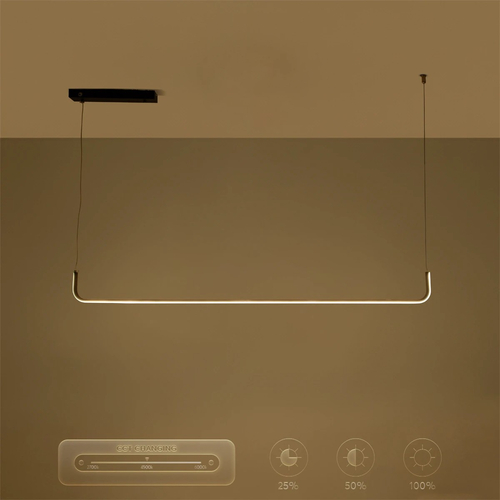 kelvo® LINARIA KLV-101-0255 Κρεμαστό Φωτιστικό Οροφής LED 36W 3600lm 180° AC 220-240V IP20 Ρυθμιζόμενο Λευκό CCT με Χειριστήριο από 2700K έως 6000K Dimmable - Lumileds SMD Chip - Μαύρο Ματ - Μ120 x Π2 x Υ10cm - 3 Χρόνια Εγγύηση