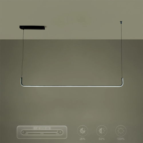 kelvo® LINARIA KLV-101-0255 Κρεμαστό Φωτιστικό Οροφής LED 36W 3600lm 180° AC 220-240V IP20 Ρυθμιζόμενο Λευκό CCT με Χειριστήριο από 2700K έως 6000K Dimmable - Lumileds SMD Chip - Μαύρο Ματ - Μ120 x Π2 x Υ10cm - 3 Χρόνια Εγγύηση