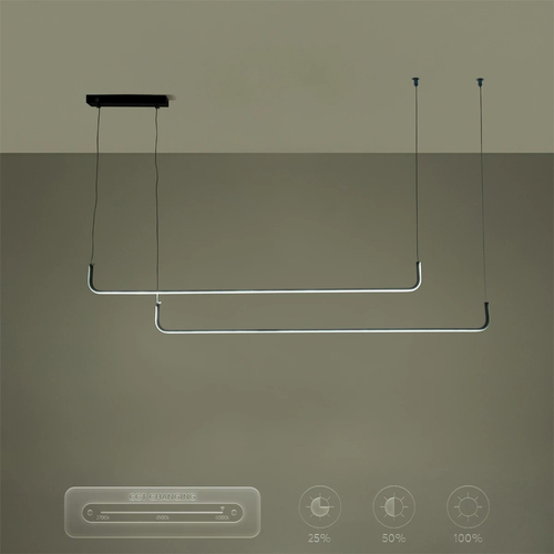 kelvo® LINARIA KLV-101-0258 Κρεμαστό Φωτιστικό Οροφής LED 72W 7200lm 180° AC 220-240V IP20 Ρυθμιζόμενο Λευκό CCT με Χειριστήριο από 2700K έως 6000K Dimmable - Lumileds SMD Chip - Μαύρο Ματ - Μ220 x Π4 x Υ25cm - 3 Χρόνια Εγγύηση