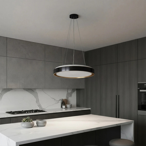 kelvo® BARCHETTA KLV-101-0266 Κρεμαστό Φωτιστικό Οροφής LED 72W 7200lm 120° AC 220-240V IP20 Ρυθμιζόμενο Λευκό CCT με Χειριστήριο από 2700K έως 6000K Dimmable - Lumileds SMD Chip - Μαύρο & Σαμπανιζέ Χρυσό Ματ - Μ48 x Π48 x Υ8.2cm - 3 Χρόνια Εγγύηση