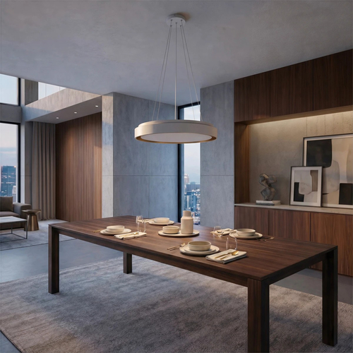 kelvo® BARCHETTA KLV-101-0267 Κρεμαστό Φωτιστικό Οροφής LED 72W 7200lm 120° AC 220-240V IP20 Ρυθμιζόμενο Λευκό CCT με Χειριστήριο από 2700K έως 6000K Dimmable - Lumileds SMD Chip - Λευκό & Σαμπανιζέ Χρυσό Ματ - Μ48 x Π48 x Υ8.2cm - 3 Χρόνια Εγγύηση