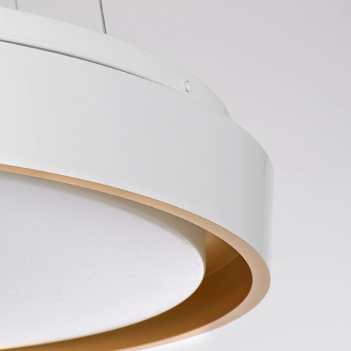 kelvo® BARCHETTA KLV-101-0267 Κρεμαστό Φωτιστικό Οροφής LED 72W 7200lm 120° AC 220-240V IP20 Ρυθμιζόμενο Λευκό CCT με Χειριστήριο από 2700K έως 6000K Dimmable - Lumileds SMD Chip - Λευκό & Σαμπανιζέ Χρυσό Ματ - Μ48 x Π48 x Υ8.2cm - 3 Χρόνια Εγγύηση