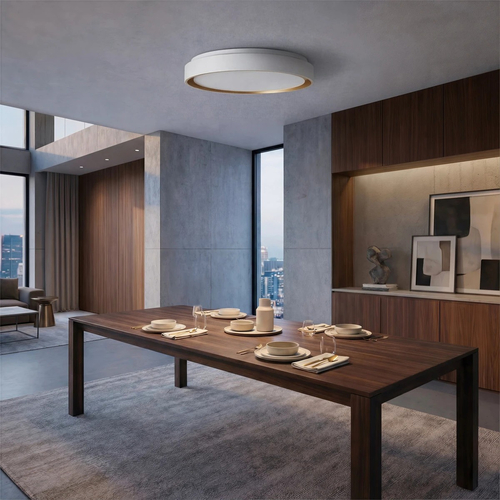 kelvo® BARCHETTA KLV-101-0267-V2 Φωτιστικό Οροφής LED 72W 7200lm 120° AC 220-240V IP20 Ρυθμιζόμενο Λευκό CCT με Χειριστήριο από 2700K έως 6000K Dimmable - Lumileds SMD Chip - Λευκό & Σαμπανιζέ Χρυσό Ματ - Μ48 x Π48 x Υ8.2cm - 3 Χρόνια Εγγύηση