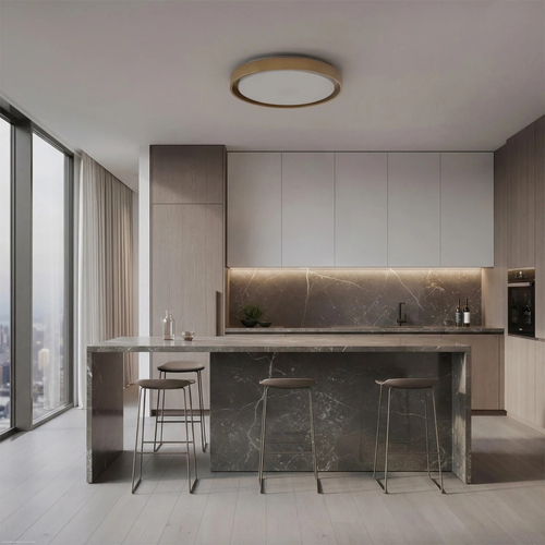 kelvo® BARCHETTA KLV-101-0268-V2 Φωτιστικό Οροφής LED 72W 7200lm 120° AC 220-240V IP20 Ρυθμιζόμενο Λευκό CCT με Χειριστήριο από 2700K έως 6000K Dimmable - Lumileds SMD Chip - Σαμπανιζέ Χρυσό Ματ - Μ48 x Π48 x Υ8.2cm - 3 Χρόνια Εγγύηση