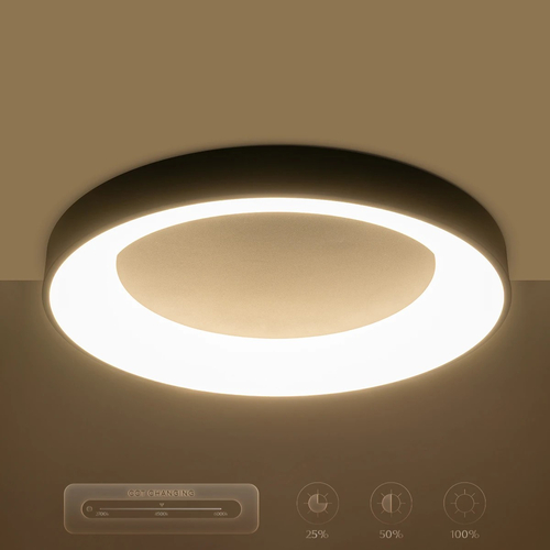 kelvo® SALEM KLV-101-0277 Φωτιστικό Οροφής LED 75W 7500lm 120° AC 220-240V IP20 Ρυθμιζόμενο Λευκό CCT με Χειριστήριο από 2700K έως 6000K Dimmable - Lumileds SMD Chip - Μαύρο Ματ - Μ45 x Π45 x Υ8.5cm - 3 Χρόνια Εγγύηση