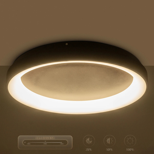 kelvo® SALEM KLV-101-0284 Φωτιστικό Οροφής LED 105W 10500lm 120° AC 220-240V IP20 Ρυθμιζόμενο Λευκό CCT με Χειριστήριο από 2700K έως 6000K Dimmable - Lumileds SMD Chip - Καφέ Ματ - Μ60 x Π60 x Υ8.5cm - 3 Χρόνια Εγγύηση