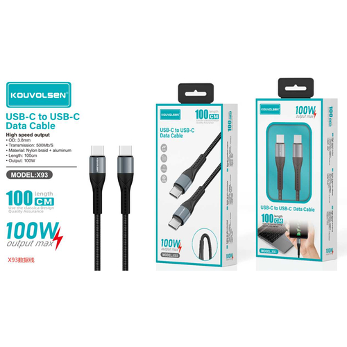 Καλώδιο φόρτισης & data - USB Type-C σε Type-C - Super Fast Charge - X93 - 100W - 672406