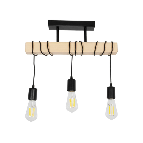 GLOBOSTAR® LUCITA 201-0031 Vintage Φωτιστικό Οροφής με Ντουί 3 x E27 AC 220-240V IP20 - Μαύρο & Μπεζ - Μ50 x Π27 x Υ112cm