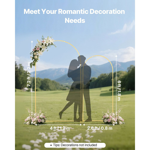 Βάση Αψίδας VEVOR, Σετ 2 τεμαχίων, 2,2 μ. και 1,8 μ., Σταθερή Δομή, Εύκολη Συναρμολόγηση, Χρυσή Μεταλλική Βάση Αψίδας για Διακόσμηση Γάμου, Γενεθλίων, Αποφοίτησης, Γιορτής και Τελετών