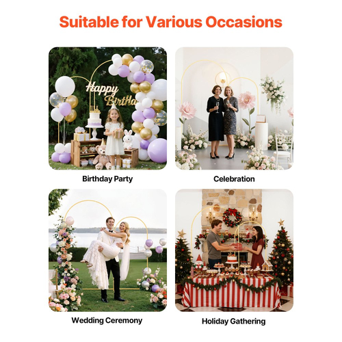 Βάση Αψίδας VEVOR, Σετ 2 τεμαχίων, 2,2 μ. και 1,8 μ., Σταθερή Δομή, Εύκολη Συναρμολόγηση, Χρυσή Μεταλλική Βάση Αψίδας για Διακόσμηση Γάμου, Γενεθλίων, Αποφοίτησης, Γιορτής και Τελετών