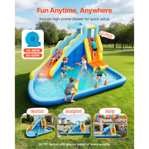 Φουσκωτό Σπιτάκι Αναπηδήσεων VEVOR, Νεροτσουλήθρα Φουσκωτού Σπιτιού Αναπηδήσεων 11,6 x 13,1 x 7,7 πόδια, Κάστρο-Ρηλάξ με Ζώνη Αναπηδήσεων, Τοίχος Αναρρίχησης, Πισίνα με Νερό & Ρίψη Ρίγας Νερού, για 3 έως 4 παιδιά ηλικίας 3 έως 8 ετών