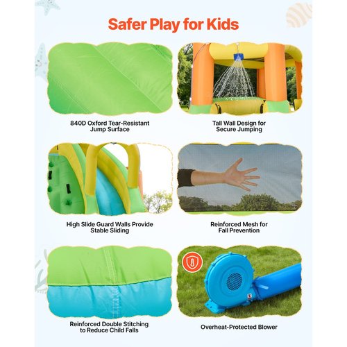 Φουσκωτό Σπιτάκι Αναπηδήσεων VEVOR, Νεροτσουλήθρα Φουσκωτού Σπιτιού Αναπηδήσεων 13,3 x 11,4 x 8,4 πόδια, Κάστρο-Ρηλάξ με Τοίχο Αναρρίχησης, Διπλές Ψηλές Τσουλήθρες, Πισίνα με Υδρομασάζ & Μίνι Ποδοσφαιράκι, για 3 έως 4 Παιδιά Ηλικίας 3 έως 8
