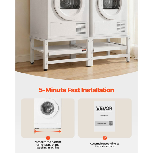 Βάση πλυντηρίου VEVOR, ύψος 355 mm, βάσεις πλυντηρίου και στεγνωτηρίου με συρόμενο δίσκο, χωρητικότητα βάρους 318 kg, αντιολισθητικά πόδια, βαριά ατσάλινη βάση πλυντηρίου ρούχων γενικής χρήσης, λευκό, τεμάχιο 2 τεμαχίων