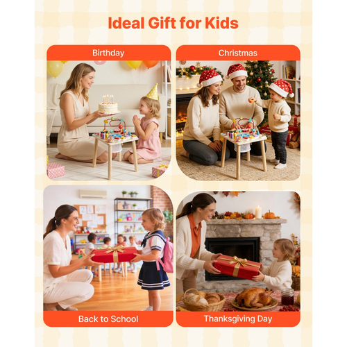 Τραπέζι Δραστηριοτήτων VEVOR Montessori για νήπιο 1-3 ετών, Ξύλινο Γραφείο Δραστηριοτήτων Learn 8 σε 1, Παιδικό Τραπέζι Παιχνιδιού για Αγόρια & Κορίτσια Ηλικίας 6+ Μηνών, Υπέροχα Γενέθλια, Χριστούγεννα, Δώρο για την Ημέρα του Παιδιού