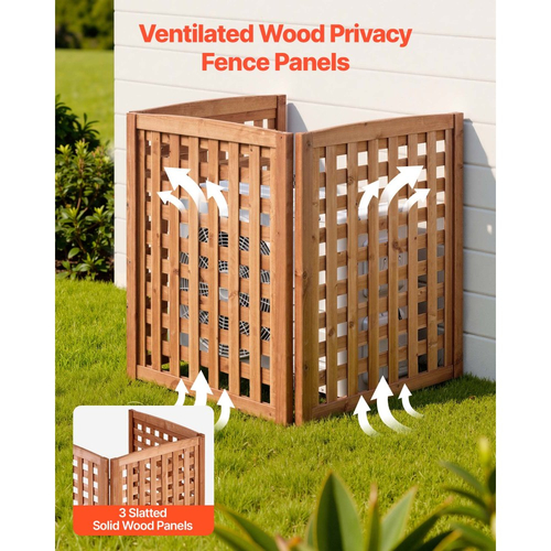 Ξύλινη περίφραξη απορρήτου VEVOR, περίφραξη κλιματιστικού 810 x 960 mm, 3 πάνελ από μασίφ ξύλο εξωτερικού χώρου με ρυθμιζόμενη γωνία, ενισχυμένη με μεντεσέδες δομή, περίφραξη για κάδους απορριμμάτων για κήπο
