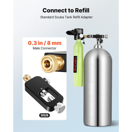 Φορητός προσαρμογέας επαναπλήρωσης φιάλης οξυγόνου VEVOR, αρσενικός σύνδεσμος 8 mm, προσαρμογέας επαναπλήρωσης φιάλης οξυγόνου για καταδυτικό εξοπλισμό φιάλης οξυγόνου, σταθμός πλήρωσης υψηλής πίεσης για υποβρύχια εξερεύνηση