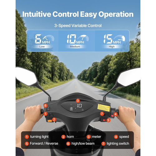 Τρίτροχα σκούτερ VEVOR βαρέως τύπου για ηλικιωμένους και ενήλικες, χωρητικότητα 250 κιλών, μεγάλη εμβέλεια 35 χλμ., ηλεκτρικό σκούτερ αναψυχής παντός εδάφους 1000W, μέγιστη ικανότητα αναρρίχησης 20°