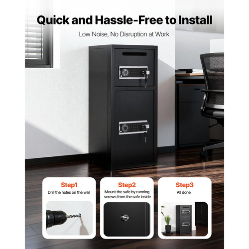 Χρηματοκιβώτιο VEVOR 7,2 κυβικών ποδιών, Διπλό Χρηματοκιβώτιο με Κλειδαριά, Κλειδί, Κωδικός Πρόσβασης και LED, Πυράντοχο Θησαυροφυλάκιο Ψυχρής Έλασης από Ατσάλι με Θυρίδα Αποθήκευσης για Χρήματα, Έγγραφα, Κοσμήματα και Τιμαλφή, Εύκολη Συναρμολόγηση, Μαύρο
