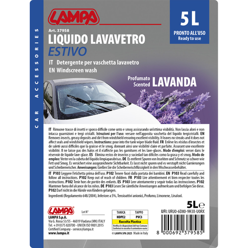 Lampa - Υγρό Υαλοκαθαριστήρων Summer Screen Wash άρωμα Λεβάντα διάσταση 5000ml - 1 τεμ. (L3795.8)