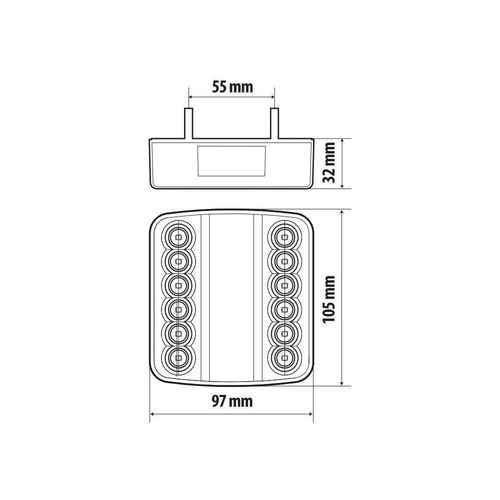 Lampa - Φανάρι τρέιλερ/φορτηγού πίσω 5 χρήσεων 16LED τύπου standard τάση λειτουργίας 12/24V διάσταση 97x105x36mm για Επιβατικά Αυτοκίνητα και Φορτηγά - 1 τεμ. (L4155.5)