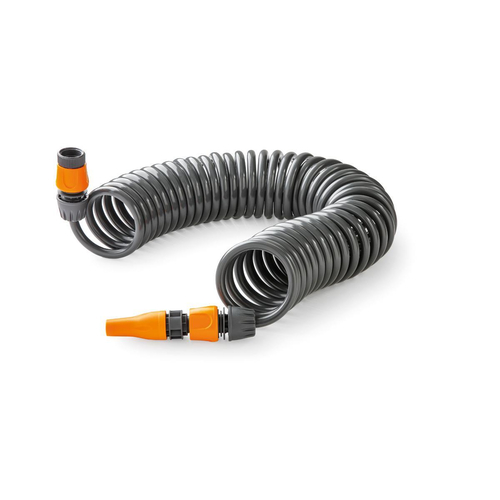Σετ λάστιχο ποτίσματος σπιράλ 10m με κρεμάστρα, ταχυσύνδεσμο, ρακόρ, εκτοξευτή / 80007204