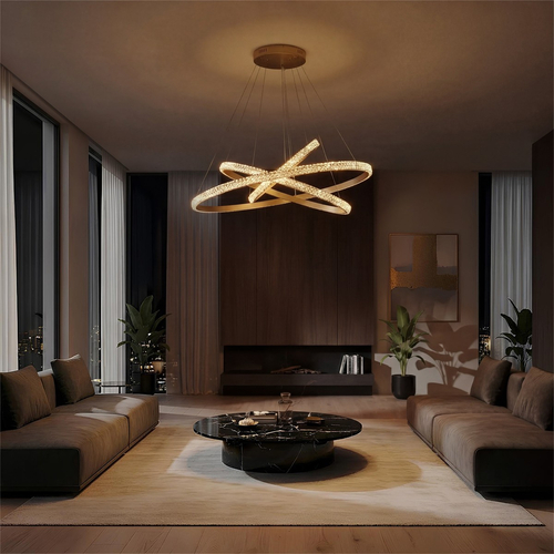 kelvo® DIAMOND KLV-101-0240-V2 Κρεμαστό Φωτιστικό Οροφής LED 120W 12000lm 180° AC 220-240V IP20 Ρυθμιζόμενο Λευκό CCT με Χειριστήριο από 2700K έως 6000K Dimmable - Lumileds SMD Chip - Χρυσό Πλατίνα - Μ80 x Π80 x Υ80cm - 3 Χρόνια Εγγύηση