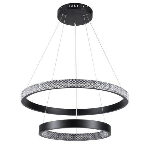 kelvo® DIAMOND KLV-101-0235-V2 Κρεμαστό Φωτιστικό Οροφής LED 75W 7500lm 360° AC 220-240V IP20 Ρυθμιζόμενο Λευκό CCT με Χειριστήριο από 2700K έως 6000K Dimmable - Lumileds SMD Chip - Μαύρο Ματ - Μ60 x Π60 x Υ40cm - 3 Χρόνια Εγγύηση