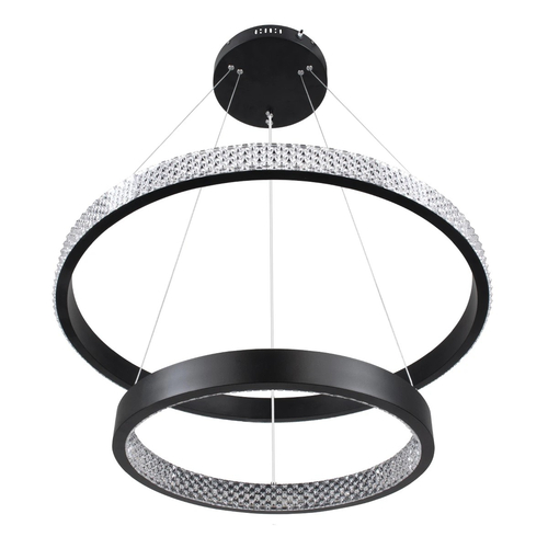 kelvo® DIAMOND KLV-101-0235-V2 Κρεμαστό Φωτιστικό Οροφής LED 75W 7500lm 360° AC 220-240V IP20 Ρυθμιζόμενο Λευκό CCT με Χειριστήριο από 2700K έως 6000K Dimmable - Lumileds SMD Chip - Μαύρο Ματ - Μ60 x Π60 x Υ40cm - 3 Χρόνια Εγγύηση