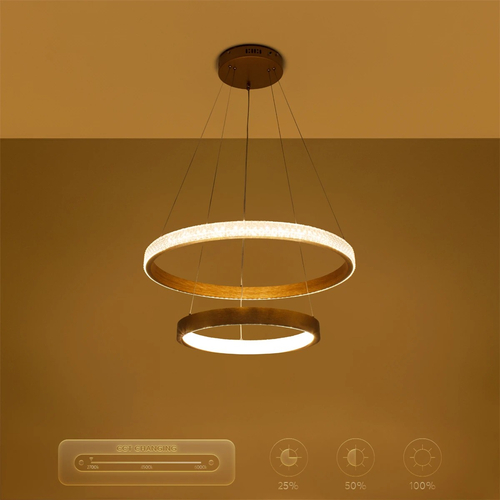 kelvo® DIAMOND KLV-101-0236-V2 Κρεμαστό Φωτιστικό Οροφής LED 75W 7500lm 360° AC 220-240V IP20 Ρυθμιζόμενο Λευκό CCT με Χειριστήριο από 2700K έως 6000K Dimmable - Lumileds SMD Chip - Χρυσό Πλατίνα - Μ60 x Π60 x Υ40cm - 3 Χρόνια Εγγύηση