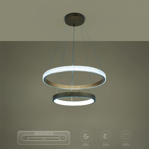 kelvo® DIAMOND KLV-101-0236-V2 Κρεμαστό Φωτιστικό Οροφής LED 75W 7500lm 360° AC 220-240V IP20 Ρυθμιζόμενο Λευκό CCT με Χειριστήριο από 2700K έως 6000K Dimmable - Lumileds SMD Chip - Χρυσό Πλατίνα - Μ60 x Π60 x Υ40cm - 3 Χρόνια Εγγύηση