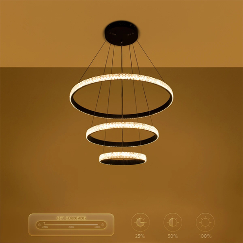 kelvo® DIAMOND KLV-101-0237-V2 Κρεμαστό Φωτιστικό Οροφής LED 100W 10000lm 180° AC 220-240V IP20 Ρυθμιζόμενο Λευκό CCT με Χειριστήριο από 2700K έως 6000K Dimmable - Lumileds SMD Chip - Μαύρο Ματ - Μ60 x Π60 x Υ60cm - 3 Χρόνια Εγγύηση