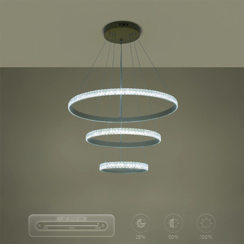 kelvo® DIAMOND KLV-101-0238-V2 Κρεμαστό Φωτιστικό Οροφής LED 100W 10000lm 180° AC 220-240V IP20 Ρυθμιζόμενο Λευκό CCT με Χειριστήριο από 2700K έως 6000K Dimmable - Lumileds SMD Chip - Χρυσό Πλατίνα - Μ60 x Π60 x Υ60cm - 3 Χρόνια Εγγύηση