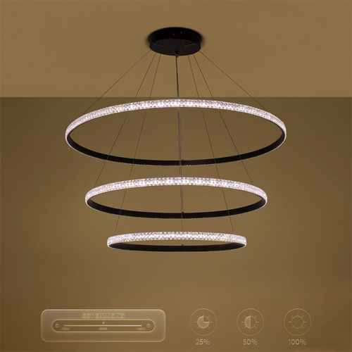 kelvo® DIAMOND KLV-101-0241-V2 Κρεμαστό Φωτιστικό Οροφής LED 150W 15000lm 180° AC 220-240V IP20 Ρυθμιζόμενο Λευκό CCT με Χειριστήριο από 2700K έως 6000K Dimmable - Lumileds SMD Chip - Μαύρο Ματ - Μ100 x Π100 x Υ100cm - 3 Χρόνια Εγγύηση