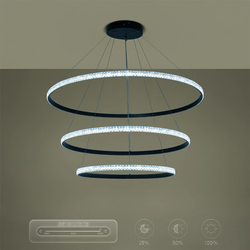 kelvo® DIAMOND KLV-101-0241-V2 Κρεμαστό Φωτιστικό Οροφής LED 150W 15000lm 180° AC 220-240V IP20 Ρυθμιζόμενο Λευκό CCT με Χειριστήριο από 2700K έως 6000K Dimmable - Lumileds SMD Chip - Μαύρο Ματ - Μ100 x Π100 x Υ100cm - 3 Χρόνια Εγγύηση